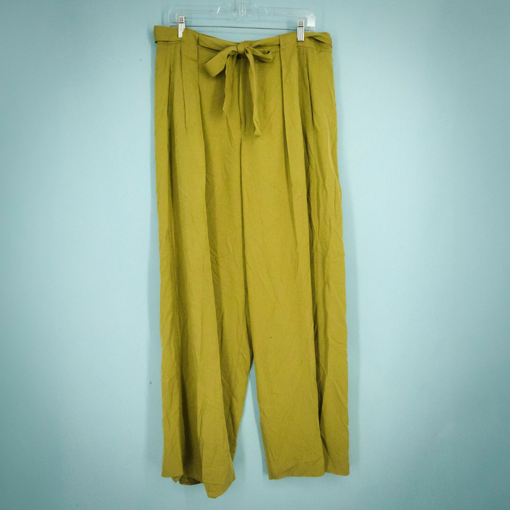 Ted Baker 4 Size 10 Beige Jemila Pleated Wide Leg Belted High Rise Trouser Pants